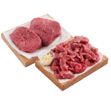 Malse runder- of kogelbiefstuk, biefstukpuntjes of rundersteaks